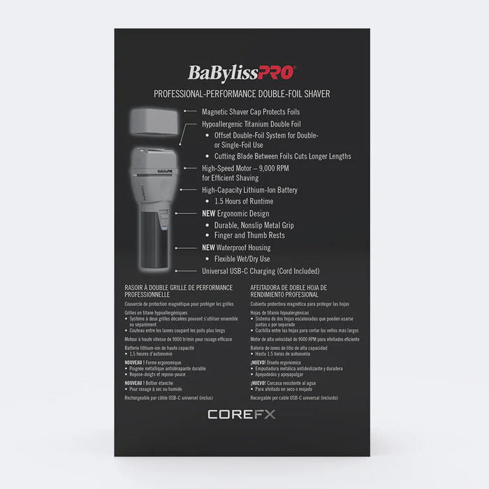 BaBylissPRO CoreFX Cordless Double Foil Shaver (FX75FS2)