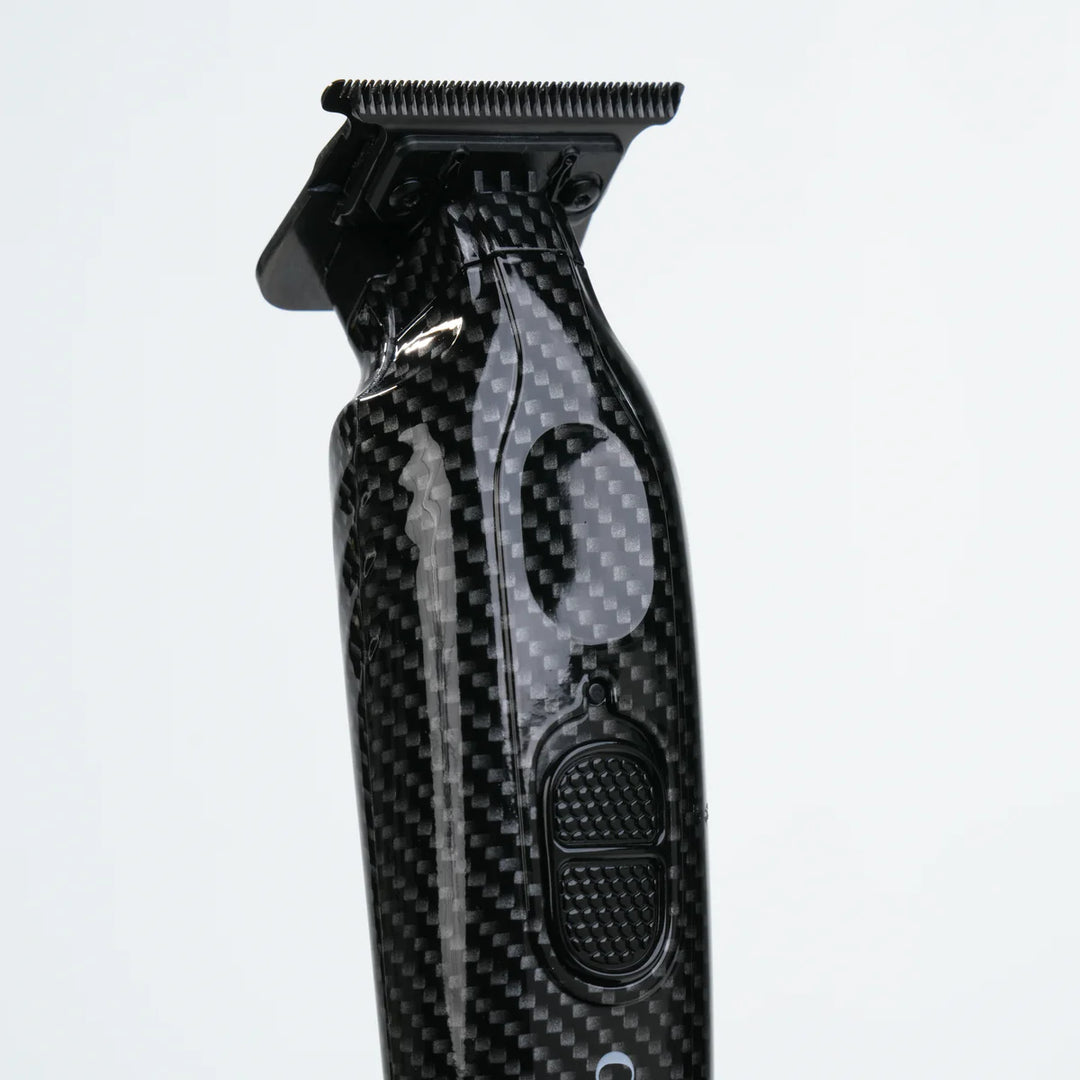 COCCO Hyper Veloce Pro Trimmer carbon fiber professional barber trimmer side view detail