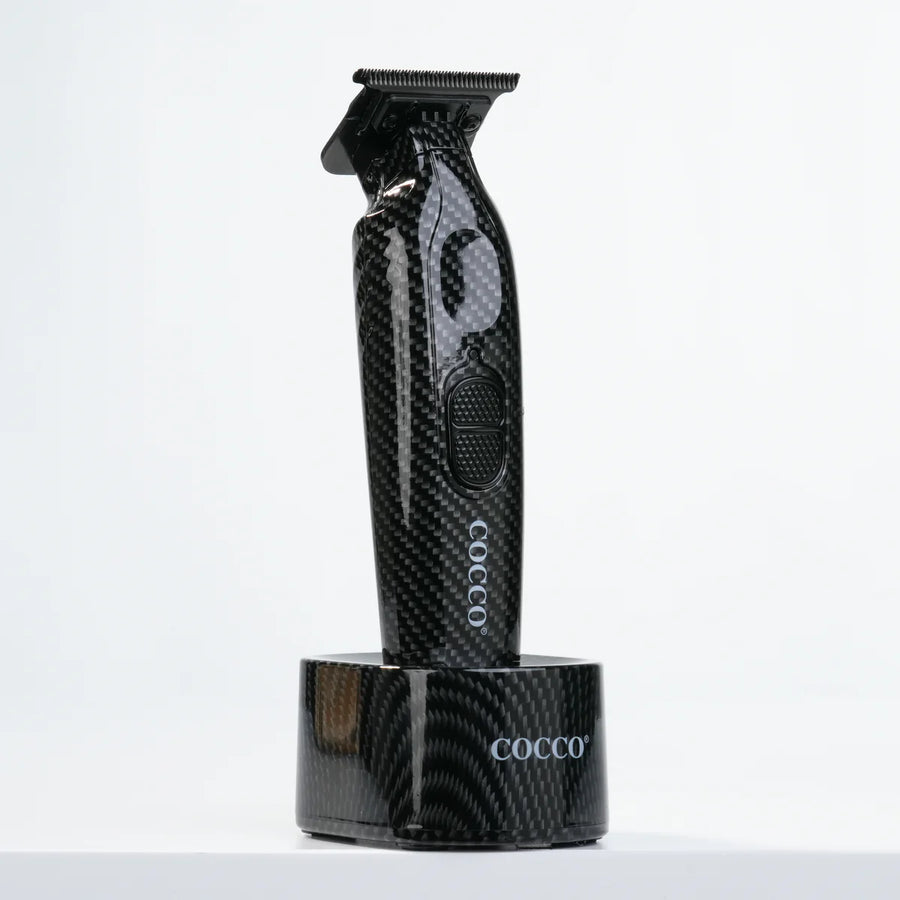 COCCO Hyper Veloce Pro Trimmer Carbon Fiber cordless barber trimmer front view