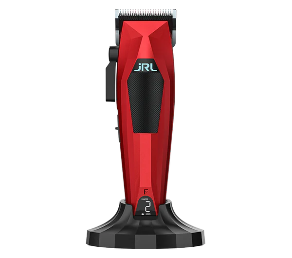 Red and black hair clipper with 'JRL' branding on a white background