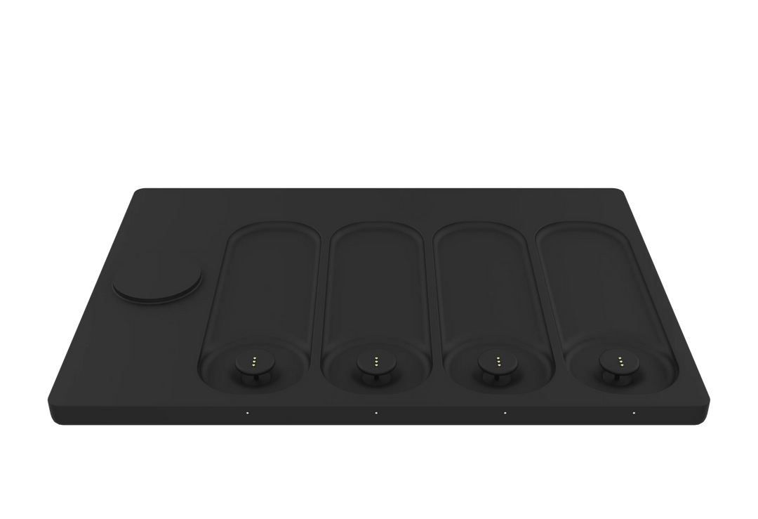 PWRD PRO charging station close up barber tool dock multiple ports setup