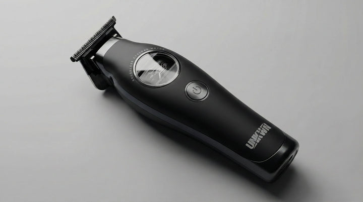 Angled side view of the UNKWN Cyclone cordless barber trimmer