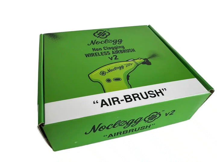 Green NoClogg AirBrush V2 packaging box for wireless barber enhancement system