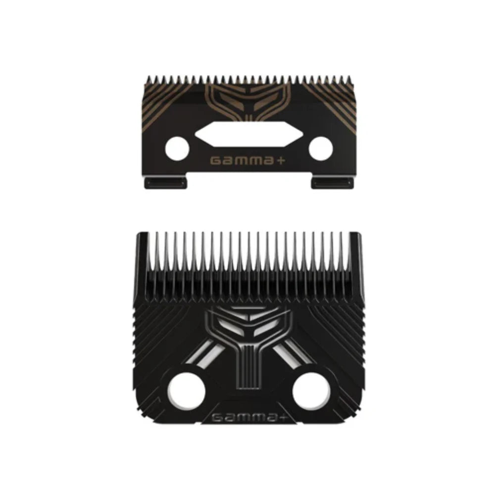 Gamma+ T1000 Echo Fade metal injection molded clipper blade set with moving cutter.