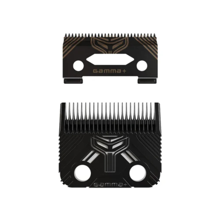 Gamma+ T1000 Echo Fade metal injection molded clipper blade set with moving cutter.