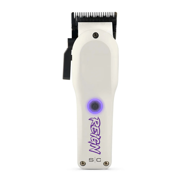 SC Pro Reign professional cordless hair clipper available in white with an EQN digital brushless motor.