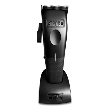 TPOB PLAY Mini Professional Cordless Hair Clipper retail packaging with dual-speed motor, 3-hour runtime, and XO PLAY blade compatibility.
