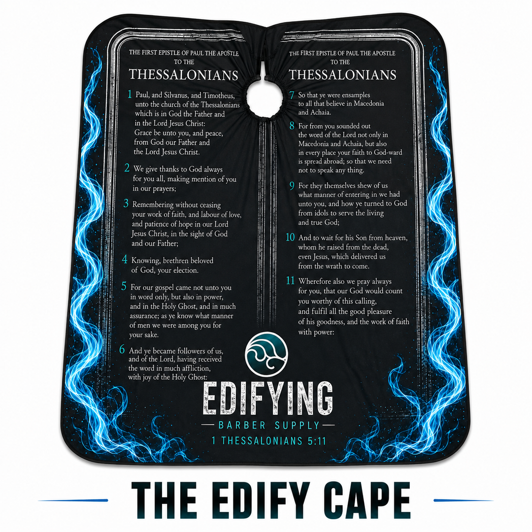 Edifying Barber Supply The Edify scripture barber cape 1 Thessalonians 5:11