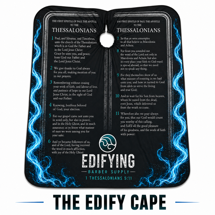 Edifying Barber Supply The Edify scripture barber cape 1 Thessalonians 5:11