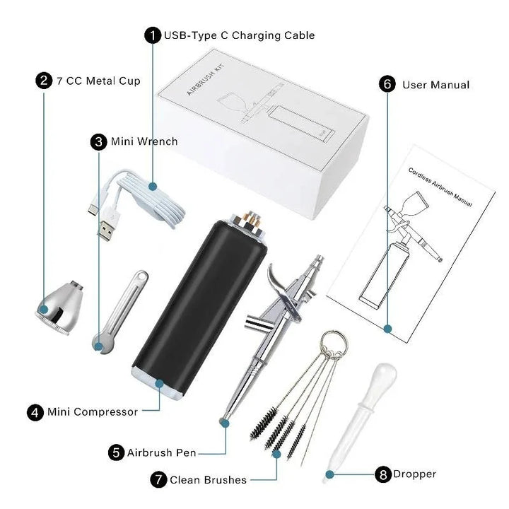 BKS Cordless Airbrush Set Spray Pump Air Compressor Kit BKS40
