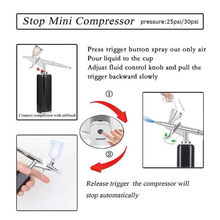 BKS Cordless Airbrush Set Spray Pump Air Compressor Kit BKS40